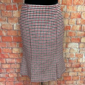 Talbots Houndstooth Godet Wool Skirt